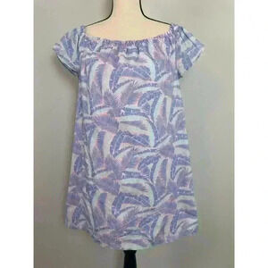 Vineyard Vines Women's Hawaiian Island Palm Off Shoulder Dress Lined Midi S EUC